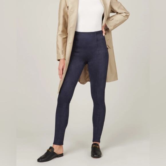 NWT Spanx Navy Faux Suede Leggings - Picture 1 of 8